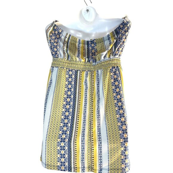 Bebop Womens Casual Mini Dress Sleeveless Multicolored Blue/Yellow Size XL - Picture 2 of 8